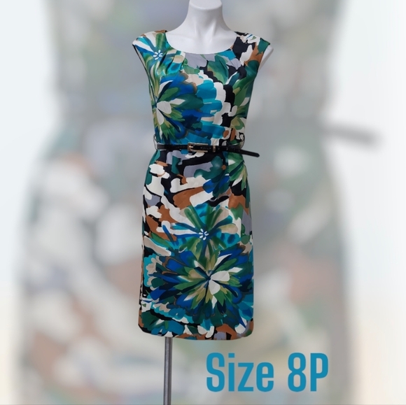 I. N. Studio Women’s Dress Size 8P Floral Print Sleeveless Sheath Knee Length - Picture 1 of 13